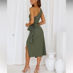 Hello Molly One Shoulder Dress in Green
